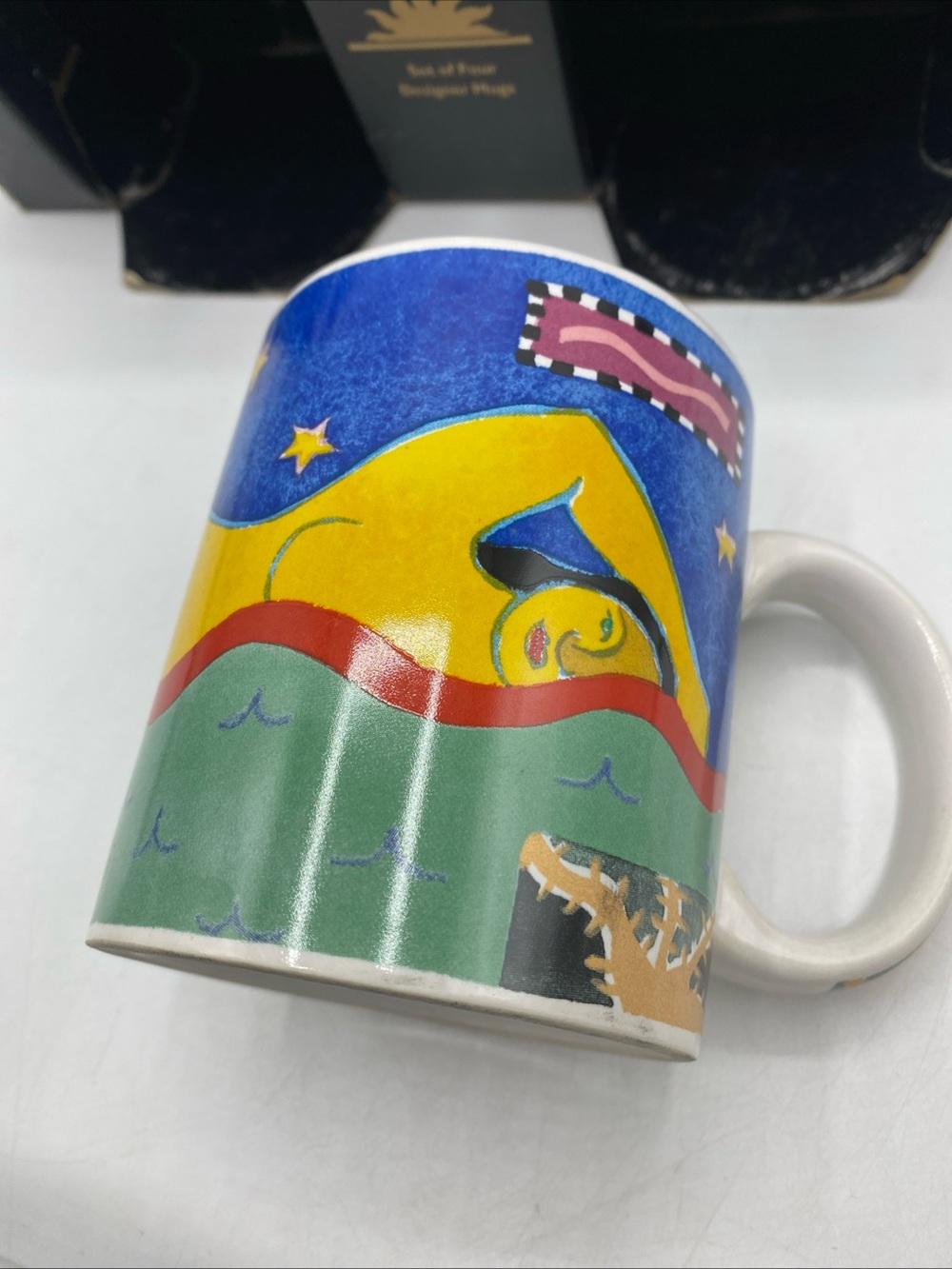 Buon Giorno Abstract Artsy Coffee Ceramic Cup Mugs vintage Mya Kramer Earthy - Picture 6 of 10